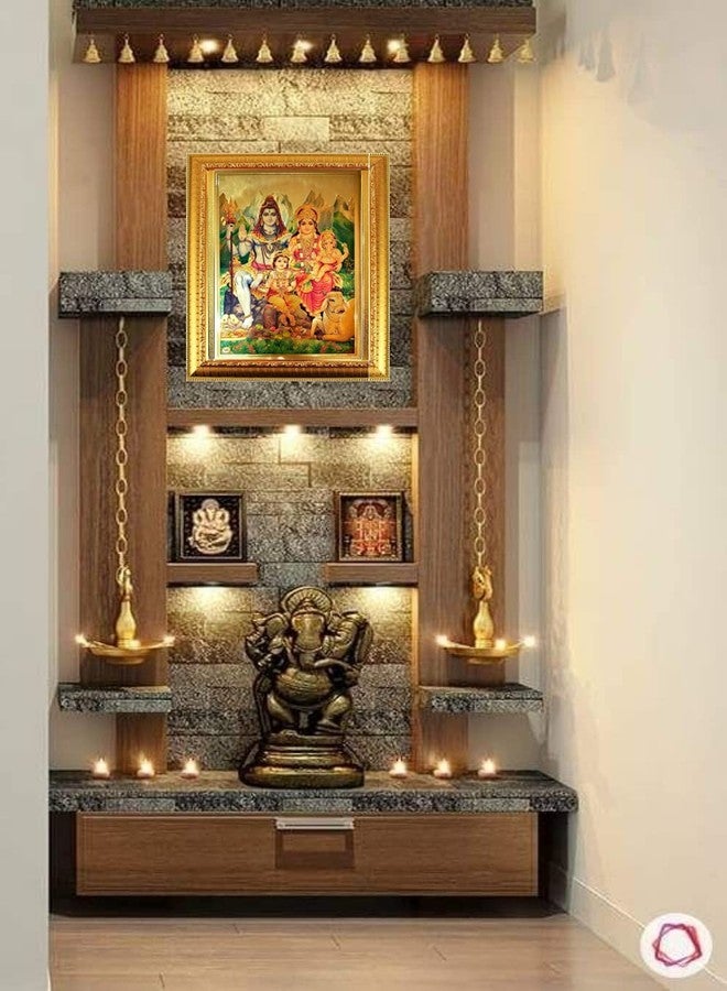 Suninow Gold Plated Photo of Shiv PARIVAR with Multicolor Photo Frame - Image 2